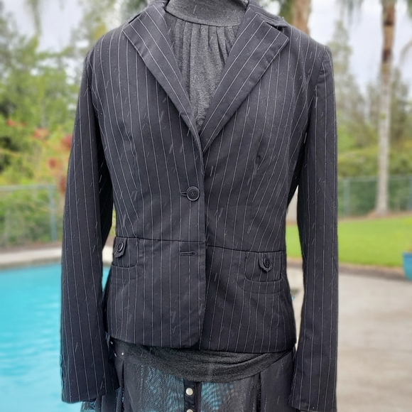 Laundry By Shelli Segal Pin Stripe Blazer Dress Jacket Women’s Size 10, black - Picture 4 of 17